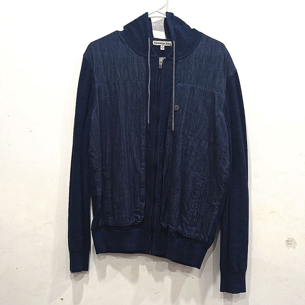 CALVIN KLEIN COTTON HOODY MEDIUM DENIM BLUE